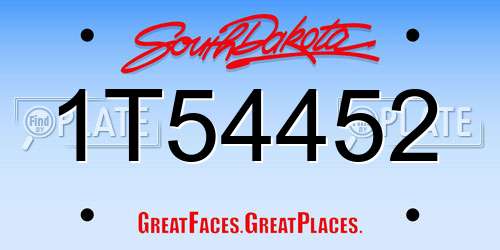1T54452 South Dakota License Plate