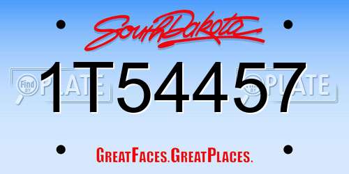 1T54457 South Dakota License Plate