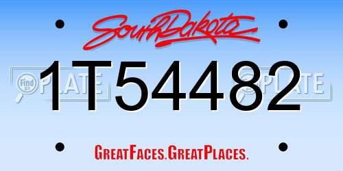 1T54482 South Dakota License Plate