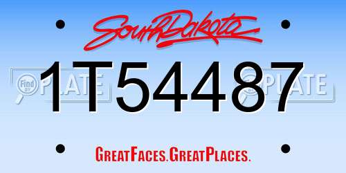 1T54487 South Dakota License Plate