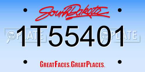 1T55401 South Dakota License Plate