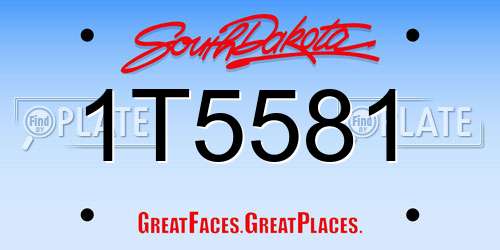 1T5581 South Dakota License Plate