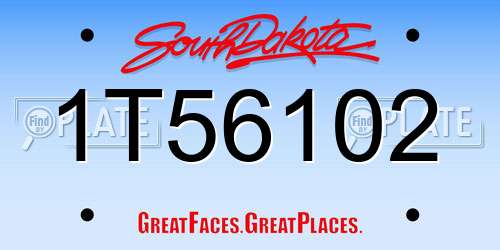 1T56102 South Dakota License Plate
