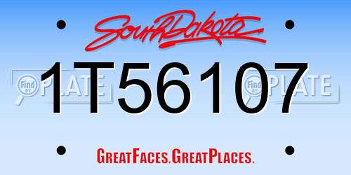 1T56107 South Dakota License Plate