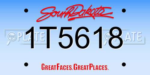 1T5618 South Dakota License Plate