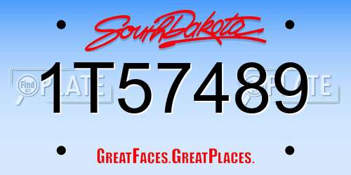 1T57489 South Dakota License Plate