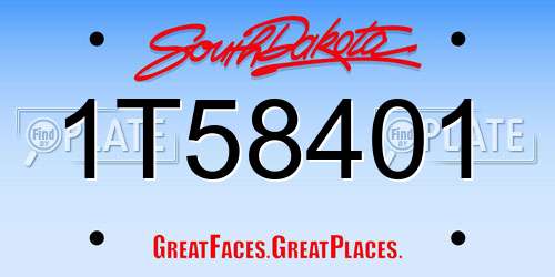 1T58401 South Dakota License Plate