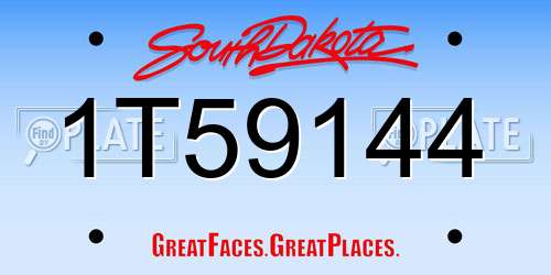 1T59144 South Dakota License Plate