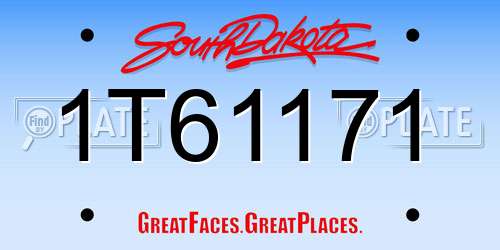 1T61171 South Dakota License Plate