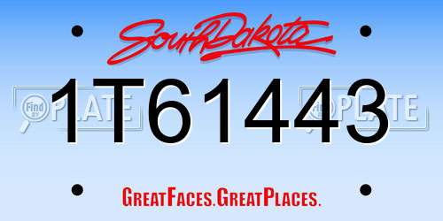1T61443 South Dakota License Plate