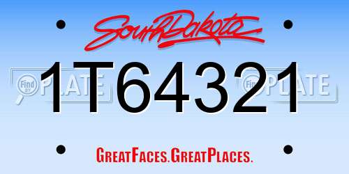 1T64321 South Dakota License Plate