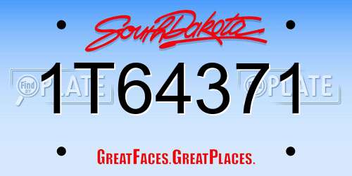 1T64371 South Dakota License Plate