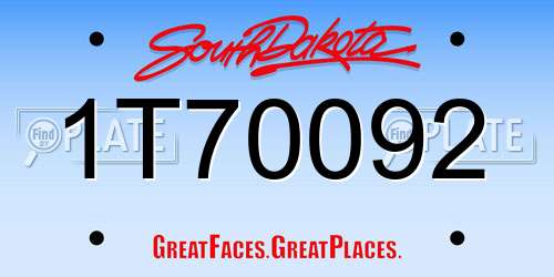 1T70092 South Dakota License Plate