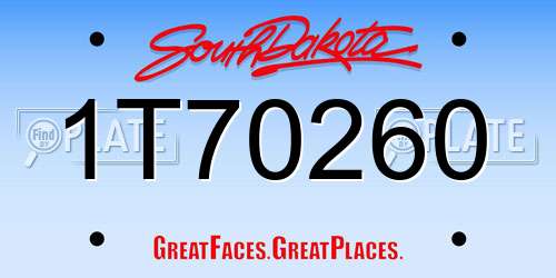1T70260 South Dakota License Plate