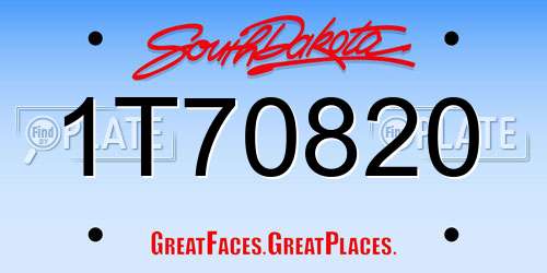 1T70820 South Dakota License Plate