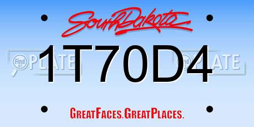 1T70D4 South Dakota License Plate