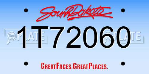 1T72060 South Dakota License Plate