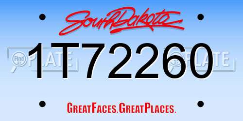 1T72260 South Dakota License Plate