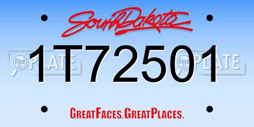 1T72501 South Dakota License Plate
