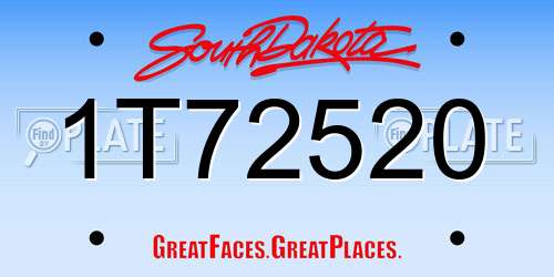 1T72520 South Dakota License Plate