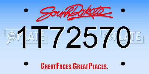 1T72570 South Dakota License Plate