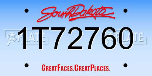 1T72760 South Dakota License Plate