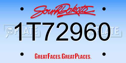 1T72960 South Dakota License Plate