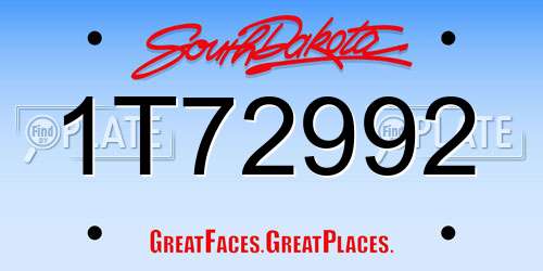 1T72992 South Dakota License Plate