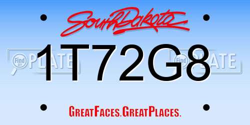 1T72G8 South Dakota License Plate