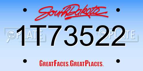 1T73522 South Dakota License Plate