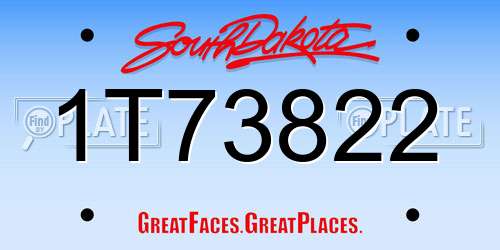 1T73822 South Dakota License Plate