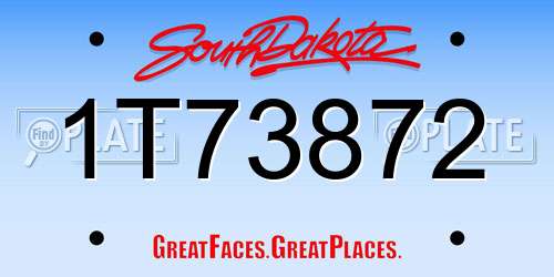 1T73872 South Dakota License Plate