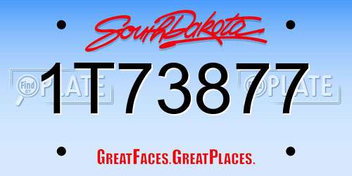 1T73877 South Dakota License Plate