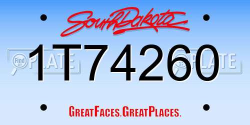 1T74260 South Dakota License Plate
