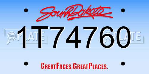1T74760 South Dakota License Plate