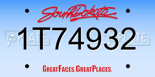 1T74932 South Dakota License Plate
