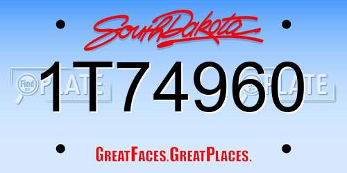 1T74960 South Dakota License Plate