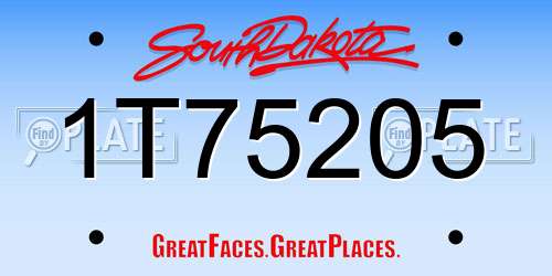 1T75205 South Dakota License Plate