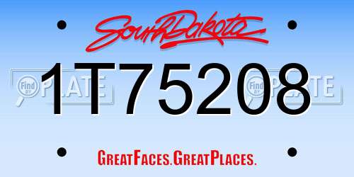 1T75208 South Dakota License Plate