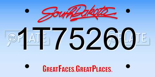 1T75260 South Dakota License Plate