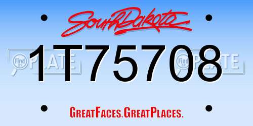 1T75708 South Dakota License Plate