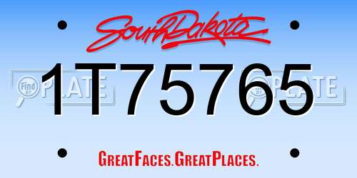 1T75765 South Dakota License Plate