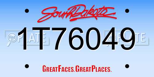 1T76049 South Dakota License Plate