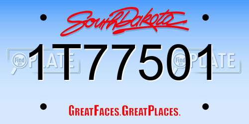1T77501 South Dakota License Plate