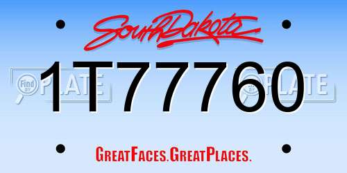 1T77760 South Dakota License Plate