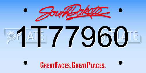 1T77960 South Dakota License Plate