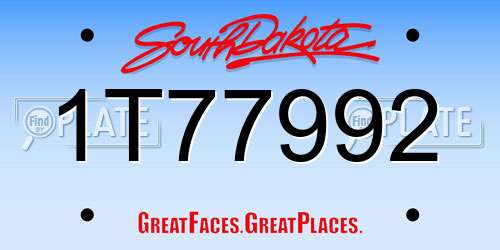 1T77992 South Dakota License Plate