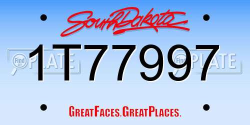 1T77997 South Dakota License Plate