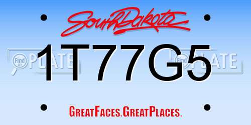 1T77G5 South Dakota License Plate
