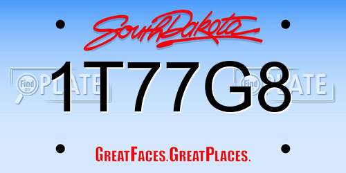 1T77G8 South Dakota License Plate